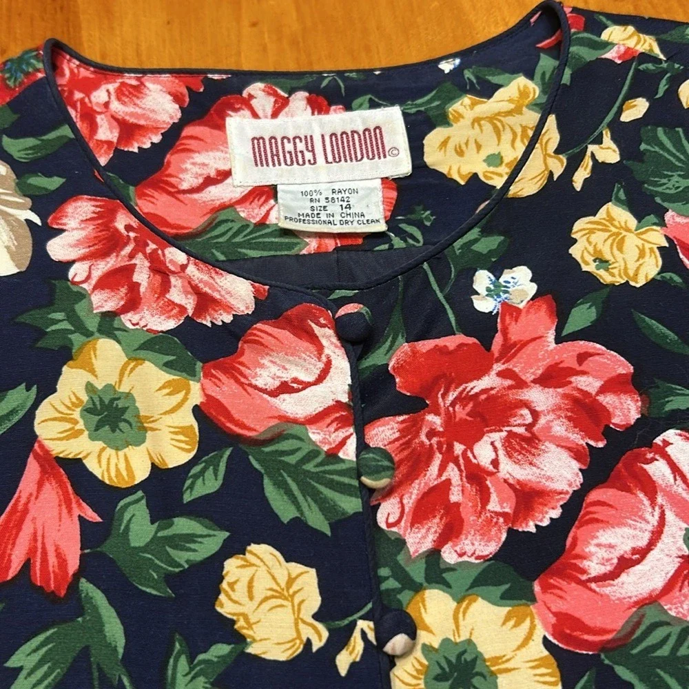 Maggy London Cottagecore 90s Floral 2 Piece Set Top and Skirt Rayon Gypsy Grunge